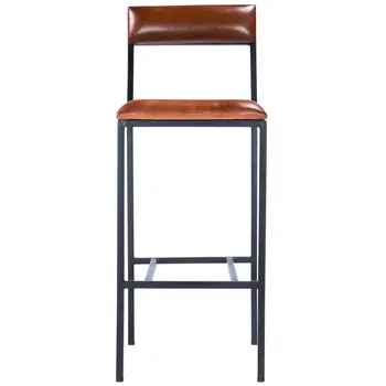32" Brown and Black Manufactured Wood and Iron Bar Chair