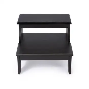 18" Dark Brown Solid and Manufactured Wood Footstool