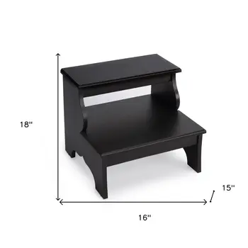 18" Dark Brown Solid and Manufactured Wood Footstool