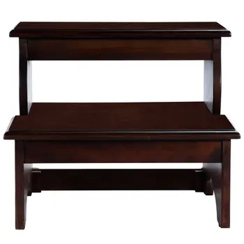 15" Dark Brown Solid Wood and Solid and Manufactured Wood Backless Bar Chair