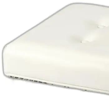 21" White and Clear Faux Leather Tufted Ottoman