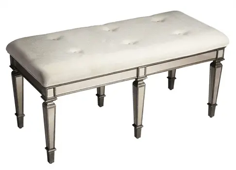 42" Silver Upholstered 100% Cotton Entryway Bench