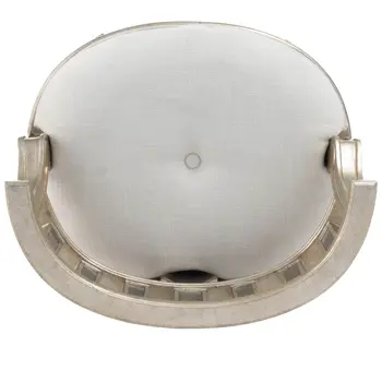 21" Cream Linen And Silver Metallic Round Ottoman