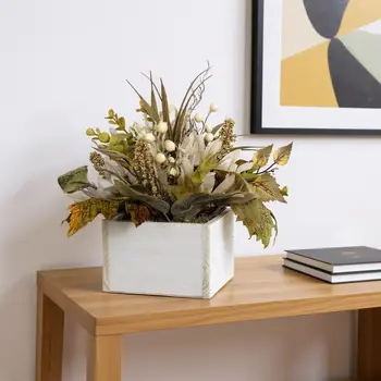 White Metal Square Planter Box