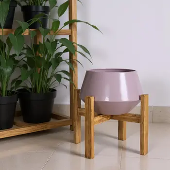 Pink Metal Hexagon Planter Box With Stand