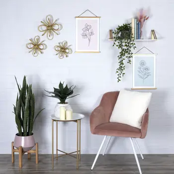 Pink Hexagonal Planter With Wooden Base