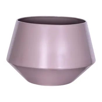 Pink Hexagonal Planter With Wooden Base
