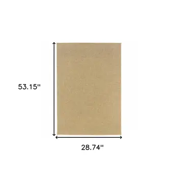2' X 4' Beige Chevron Indoor Outdoor Area Rug