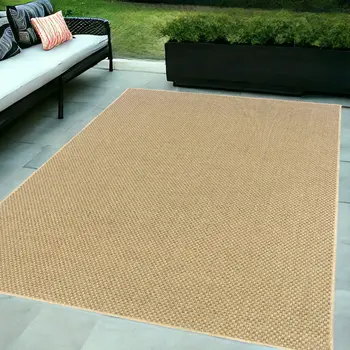 5' X 8' Beige Indoor Outdoor Area Rug