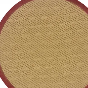 8' X 8' Beige Round Indoor Outdoor Area Rug