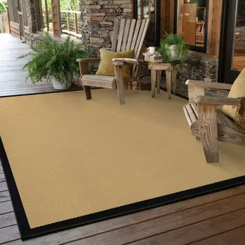 2' X 4' Beige And Black Indoor Outdoor Area Rug