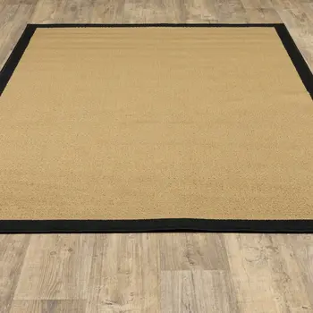 2' X 4' Beige And Black Indoor Outdoor Area Rug