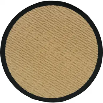 8' X 8' Beige And Black Round Indoor Outdoor Area Rug