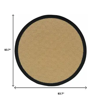 8' X 8' Beige And Black Round Indoor Outdoor Area Rug