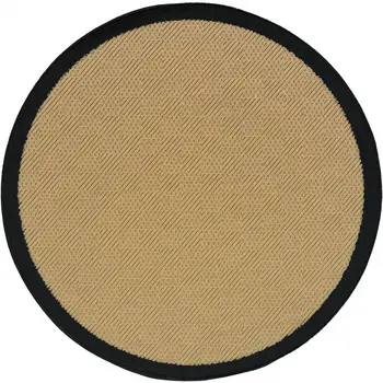 8' X 8' Beige And Black Round Indoor Outdoor Area Rug