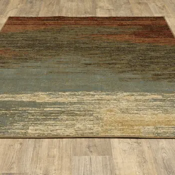 7' X 9' Blue And Brown Distressed Area Rug