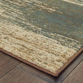 7' X 9' Blue And Brown Distressed Area Rug