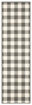 8' Gray And Ivory Indoor Outdoor Runner Rug