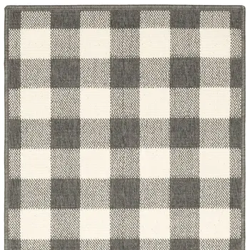 8' Gray And Ivory Indoor Outdoor Runner Rug