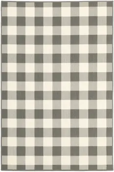 8' X 13' Gray And Ivory Indoor Outdoor Area Rug