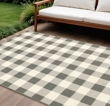 8' X 13' Gray And Ivory Indoor Outdoor Area Rug