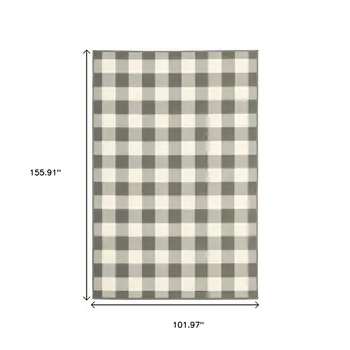 8' X 13' Gray And Ivory Indoor Outdoor Area Rug