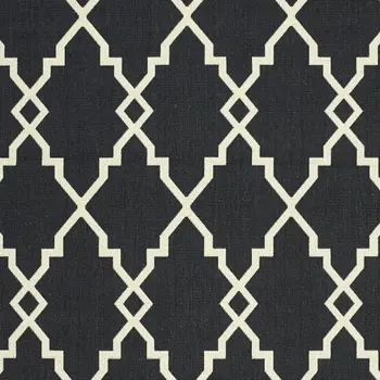 5' X 8' Black And Ivory Indoor Outdoor Area Rug