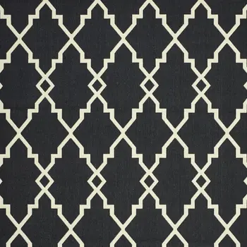 5' X 8' Black And Ivory Indoor Outdoor Area Rug