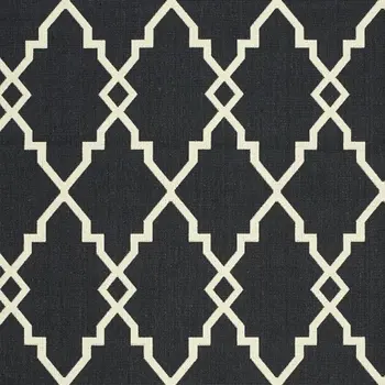 8' X 13' Black And Ivory Indoor Outdoor Area Rug