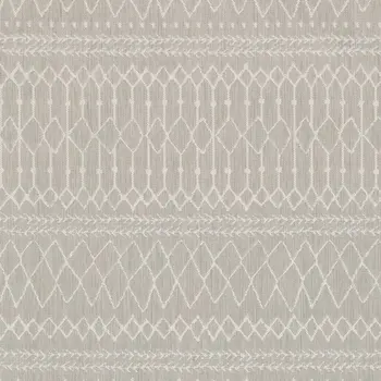 7' X 9' Gray And Ivory Geometric Indoor Outdoor Area Rug