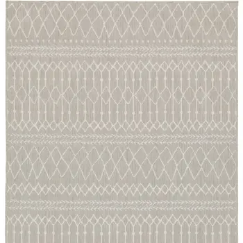8' X 10' Gray And Ivory Indoor Outdoor Area Rug