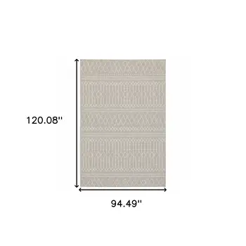 8' X 10' Gray And Ivory Indoor Outdoor Area Rug