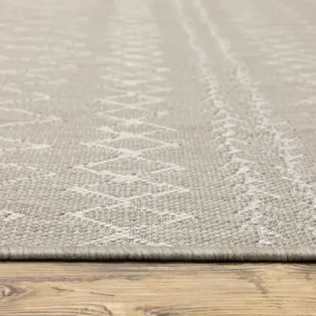 10' X 13' Gray And Ivory Indoor Outdoor Area Rug