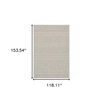 10' X 13' Gray And Ivory Indoor Outdoor Area Rug