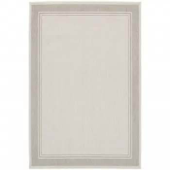 7' X 9' Gray And Ivory Indoor Outdoor Area Rug