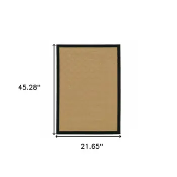 2' X 4' Beige And Black Indoor Outdoor Area Rug