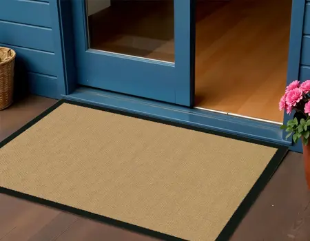 2' X 4' Beige And Black Indoor Outdoor Area Rug