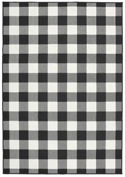 2' X 4' Black And Ivory Indoor Outdoor Area Rug
