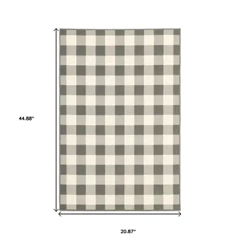 2' X 4' Gray And Ivory Indoor Outdoor Area Rug