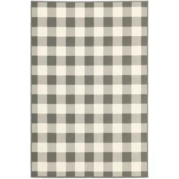 2' X 4' Gray and Ivory Indoor Outdoor Area Rug