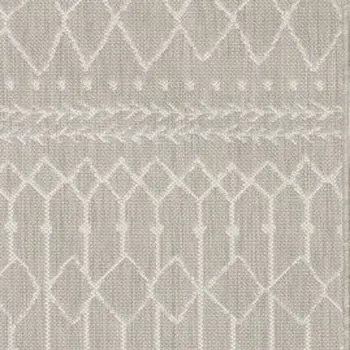 3' X 6' Gray And Ivory Indoor Outdoor Runner Rug