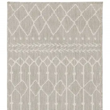 3' X 6' Gray And Ivory Indoor Outdoor Runner Rug