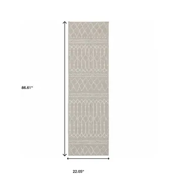 3' X 6' Gray And Ivory Indoor Outdoor Runner Rug