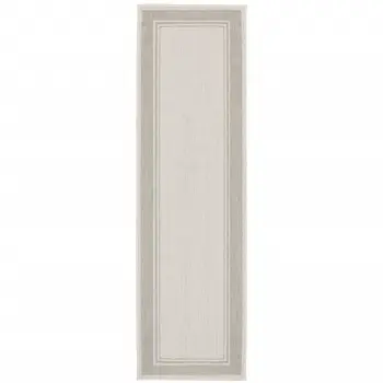 3' X 6' Gray And Ivory Indoor Outdoor Runner Rug