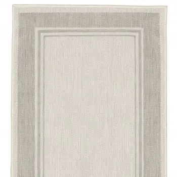 3' X 6' Gray And Ivory Indoor Outdoor Runner Rug