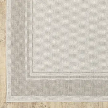 3' X 6' Gray And Ivory Indoor Outdoor Runner Rug
