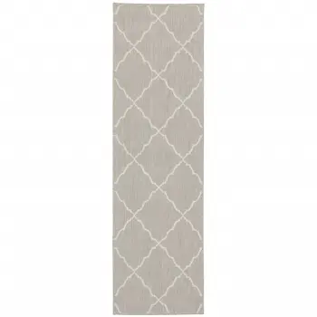 2' X 3' Gray And Ivory Indoor Outdoor Runner Rug