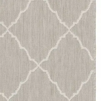 2' X 3' Gray And Ivory Indoor Outdoor Runner Rug