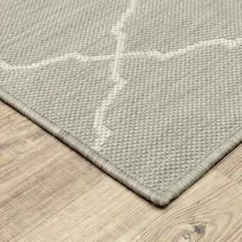 2' X 3' Gray And Ivory Indoor Outdoor Runner Rug