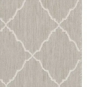 2' X 3' Gray And Ivory Indoor Outdoor Runner Rug